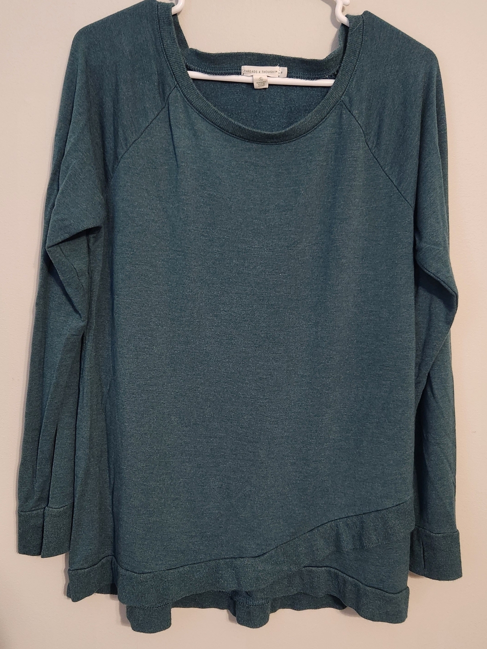 Threads 4 Thought Leanna Fleece Tunic Sweatshirt Dark Teal/Green Womens Sz M